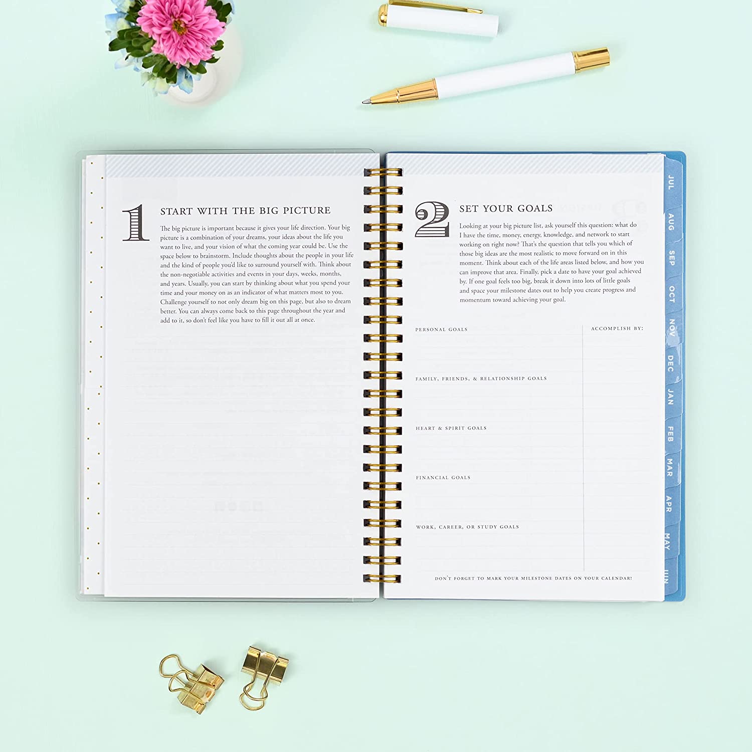 Day Designer for Blue Sky 2022-2023 Academic Year Weekly & Monthly Planner, 5" x 8", Flexible Cover, Wirebound, Climbing Floral Blush (137881-A23) - Image 4